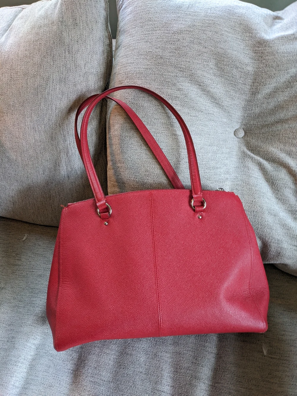 Coach Red Leather Satchel with Tag and Dual Handles